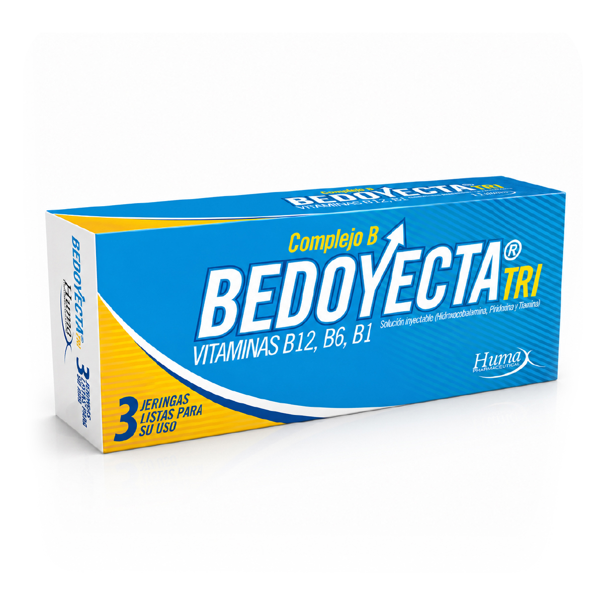 BEDOYECTA TRI (HIDROXOCOBALAMINA  VIT B12 10000 mcg + CLORHIDRATO DE TIAMINA VIT B1 100 mg + CLORHIDRATO DE PIRIDOXINA VIT B6 50 mg) JERINGA PRELLENADA 2ML CAJA X 3