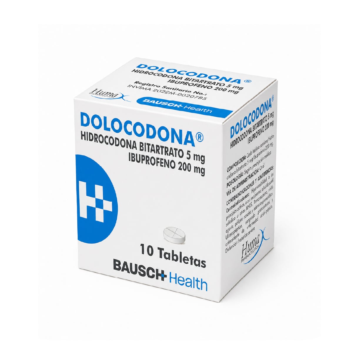 DOLOCODONA (HIDROCODONA + IBUPROFENO) 5MG + 200MG FCO X 10 TAB
