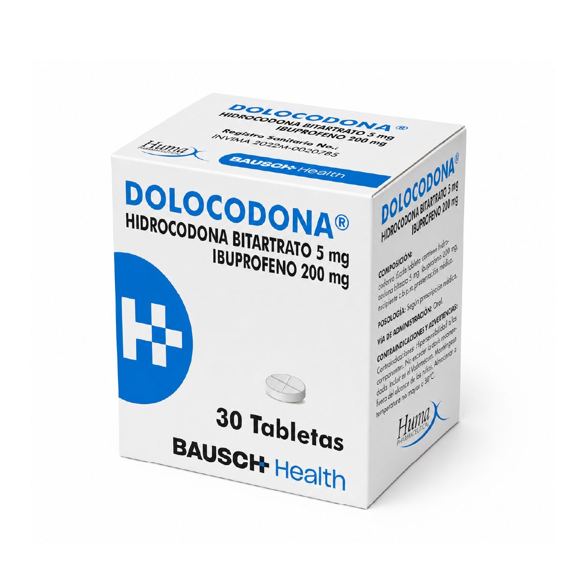 DOLOCODONA (HIDROCODONA + IBUPROFENO) 5MG + 200MG FCO X 30 TAB
