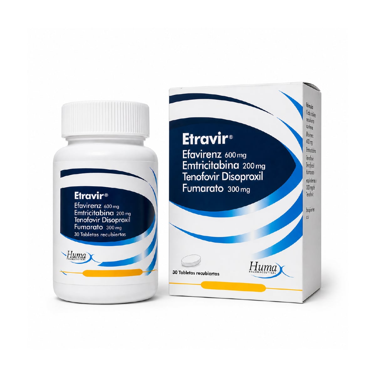 ETRAVIR (TENOFOVIR+EMTRICITABINA+EFAVIRENZ) 300 MG + 200 MG + 600 MG FCO X 30 TAB