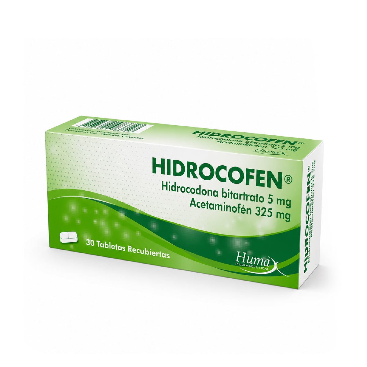 HIDROCOFEN (HIDROCODONA + ACETAMINOFEN) 5MG + 325MG CAJA X 30 TAB