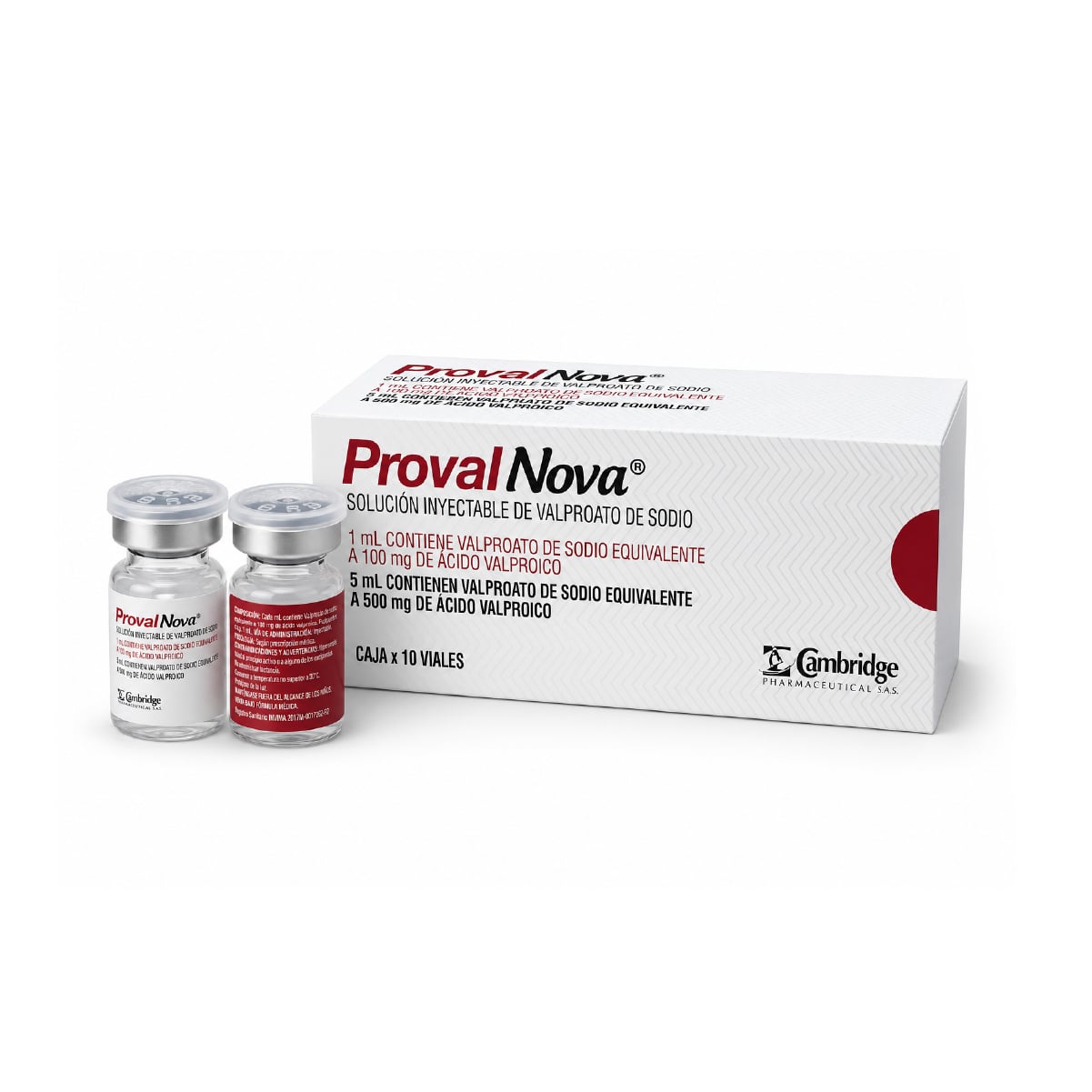 PROVALNOVA (VALPROATO DE SODIO) 500 mg/5mL CAJA X 10 VIALES